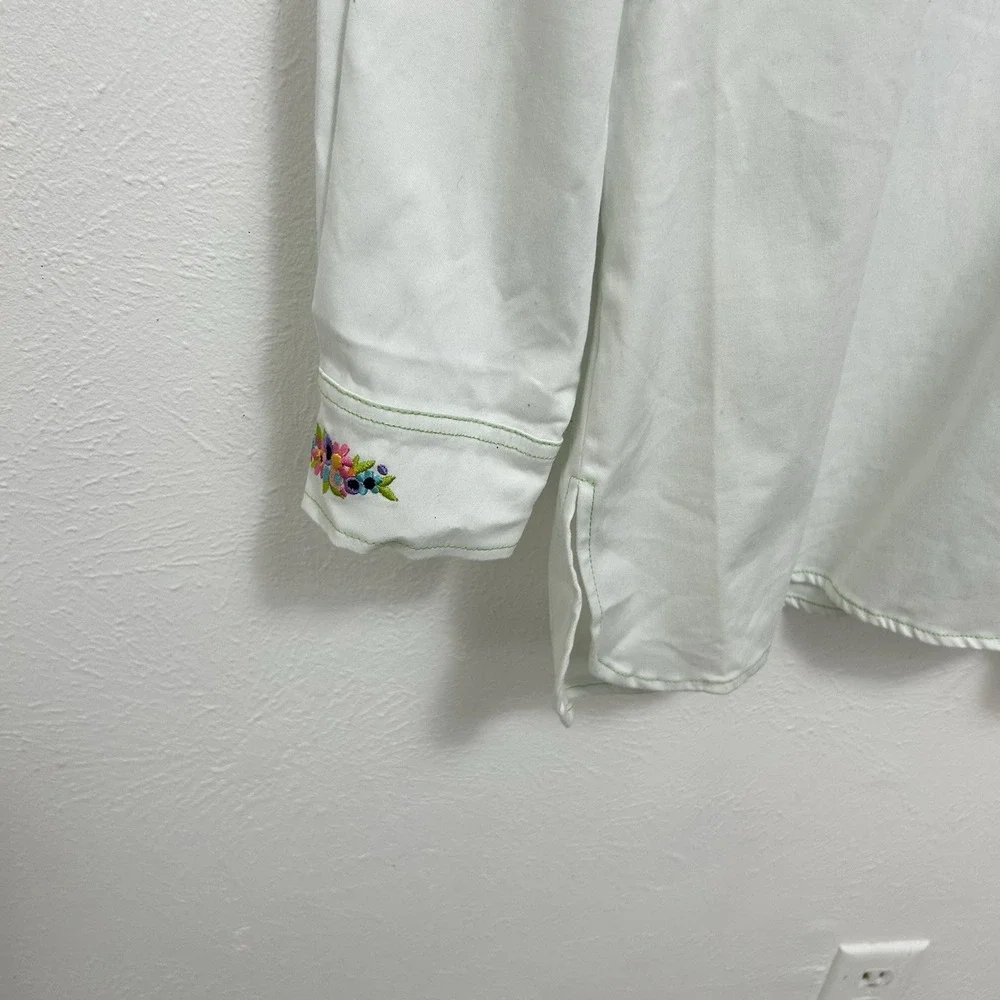 Bob Mackie Shimmery‎ Embroidered Kids Maypole Flowers White Shirt / Coat Wm's 1X